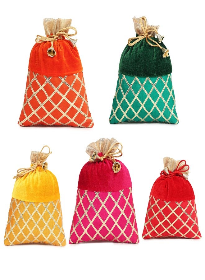KYZZO Traditional Embroidered Potli Purse for Women Exquisite Handcrafted Potli Purse: Traditional Elegance for Women Multicolor (Pack of 12) - Image 1